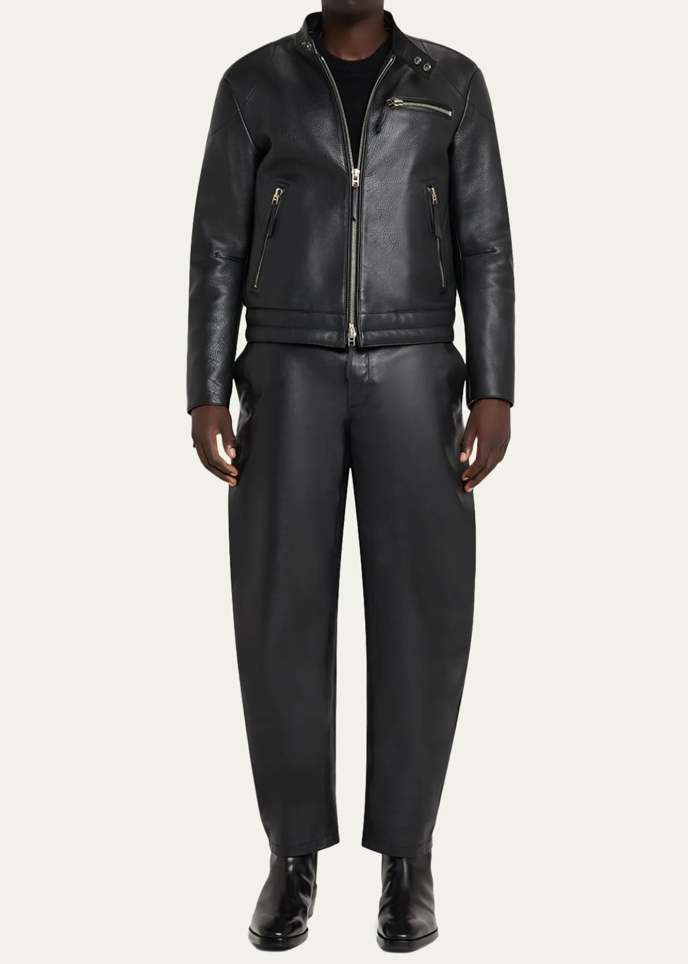 TOM FORDMen's Pebbled Leather Biker Jacket