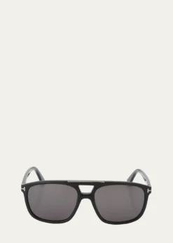 TOM FORDMen's Penn Double-Bridge Acetate Square Sunglasses