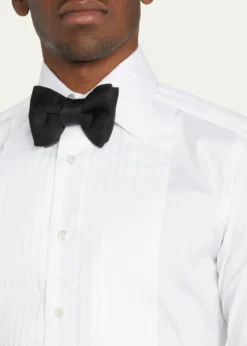 TOM FORDMen's Pleated Bib-Front Cotton Dress Shirt