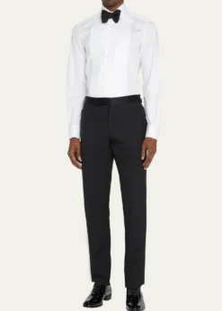 TOM FORDMen's Pleated Bib-Front Cotton Dress Shirt
