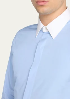 TOM FORDMen's Poplin Contrast-Trim Sport Shirt