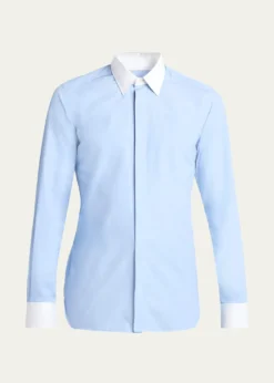 TOM FORDMen's Poplin Contrast-Trim Sport Shirt