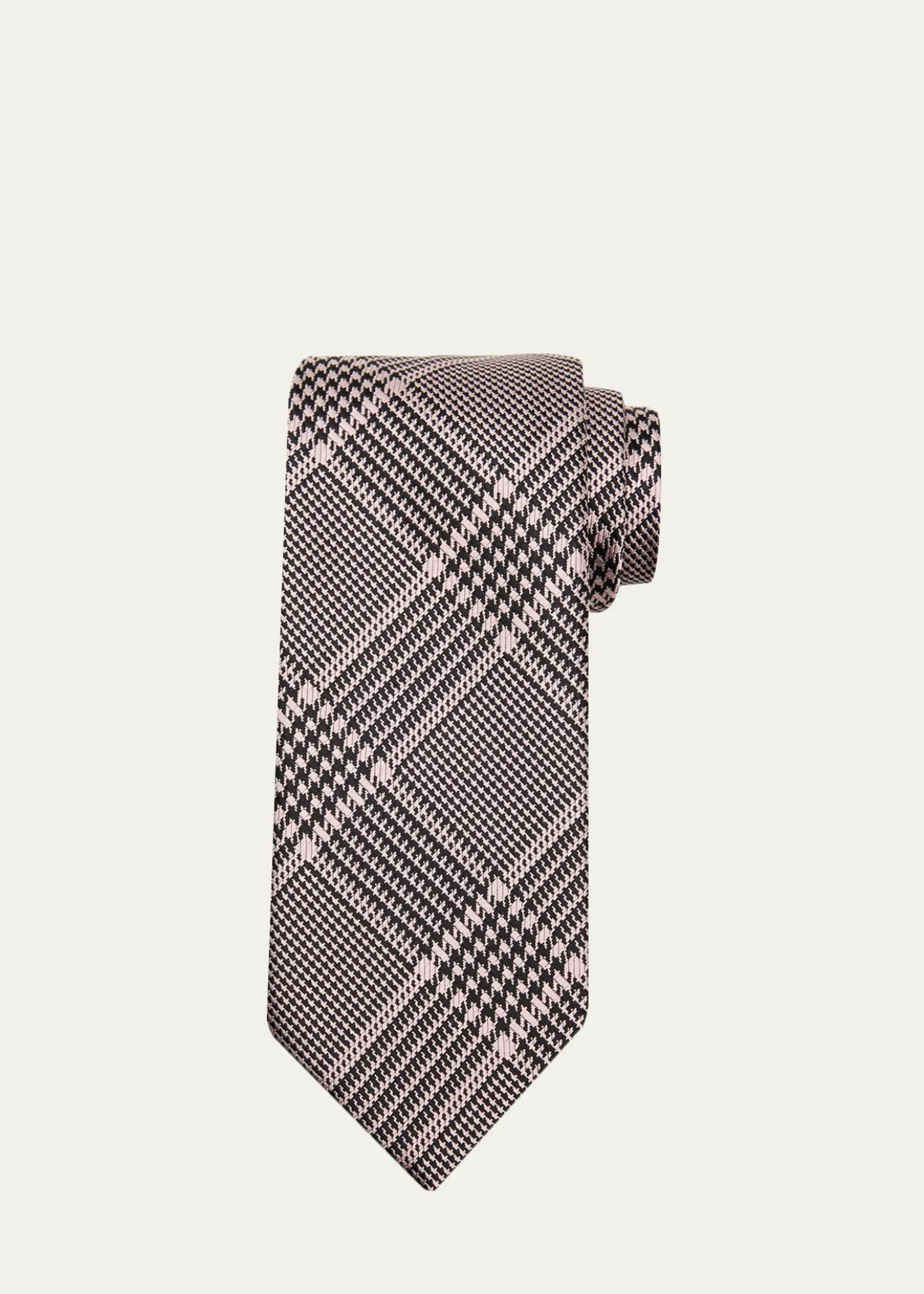 TOM FORDMen's Prince of Wales Grid Check Silk Tie