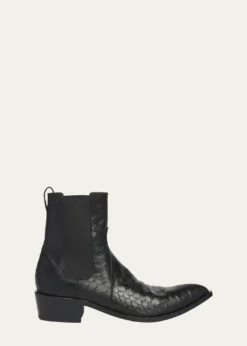 TOM FORDMen's Python-Embossed Leather Boots