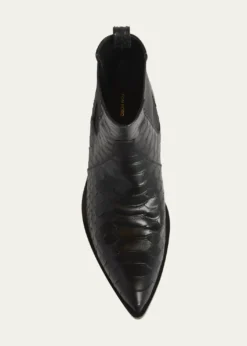 TOM FORDMen's Python-Embossed Leather Boots