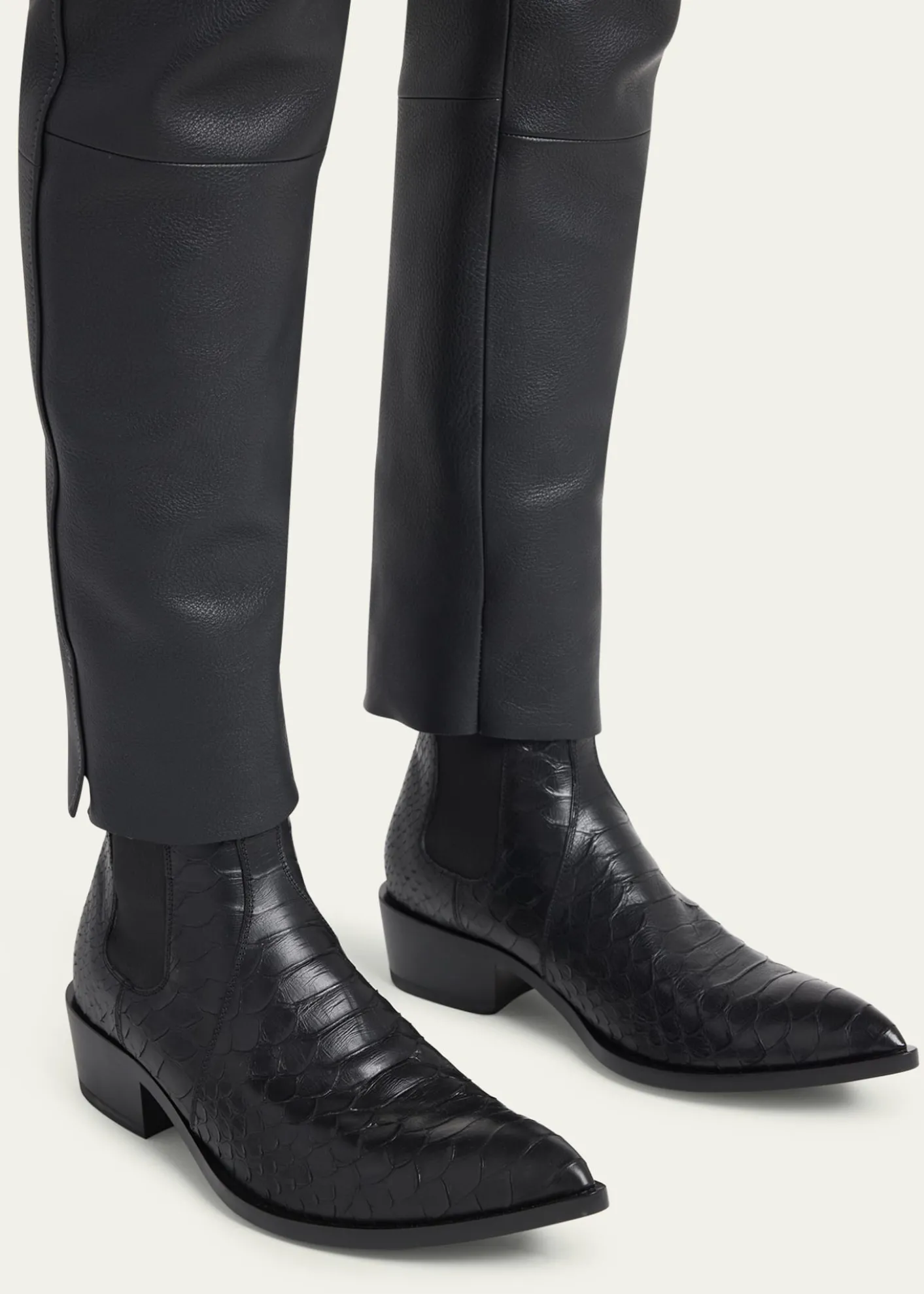 TOM FORDMen's Python-Embossed Leather Boots