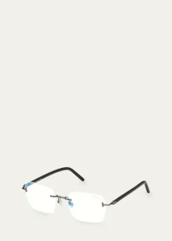 TOM FORDMen's Rimless Rectangle Blue Light-Blocking Glasses