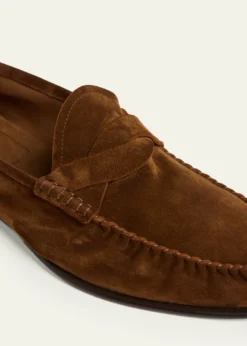 TOM FORDMen's Ripley Suede Twist-Strap Loafers