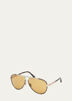 TOM FORDMen's Rupert 02 63mm Metal & Acetate Aviator Sunglasses