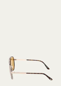 TOM FORDMen's Rupert 02 63mm Metal & Acetate Aviator Sunglasses