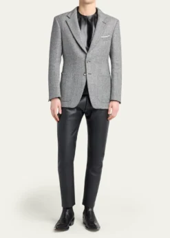 TOM FORDMen's Sharkskin Herringbone Double Splittable Jacket