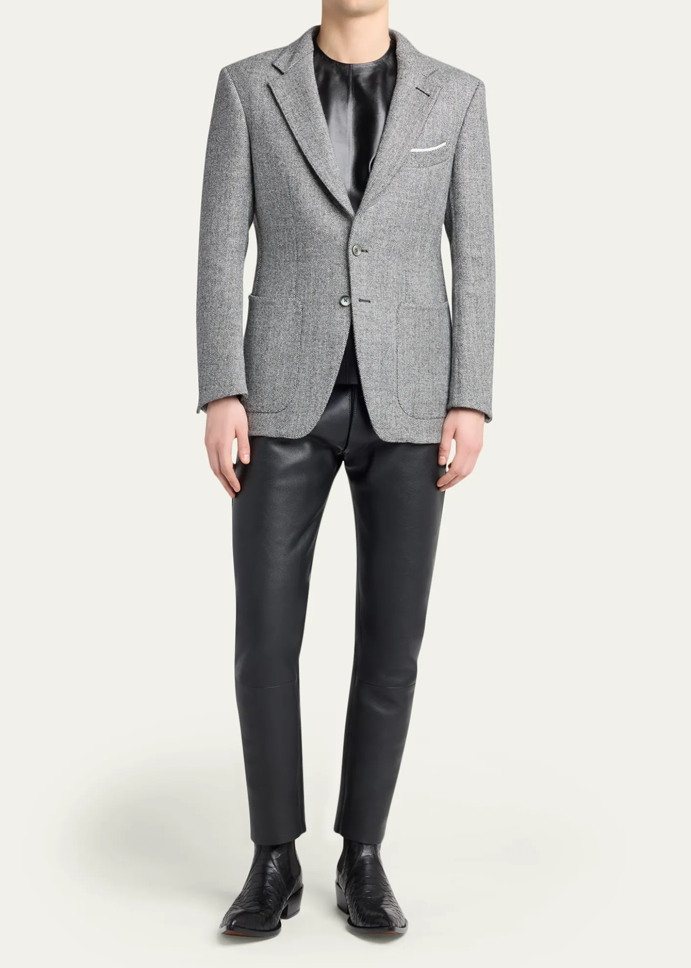 TOM FORDMen's Sharkskin Herringbone Double Splittable Jacket