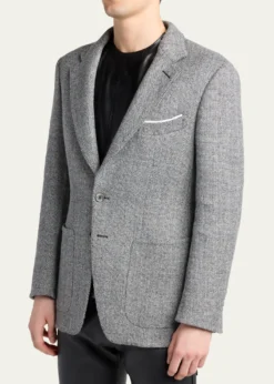 TOM FORDMen's Sharkskin Herringbone Double Splittable Jacket