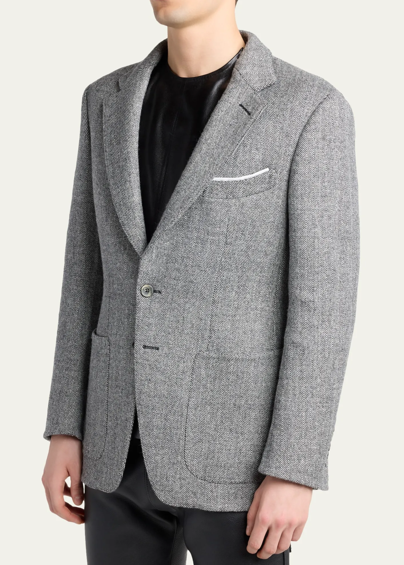 TOM FORDMen's Sharkskin Herringbone Double Splittable Jacket