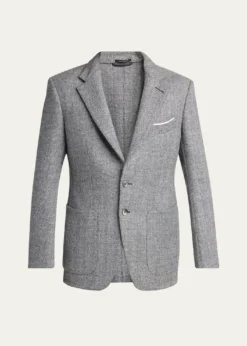 TOM FORDMen's Sharkskin Herringbone Double Splittable Jacket