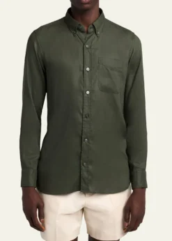 TOM FORDMen's Slim-Fit Gabardine Button-Down Shirt