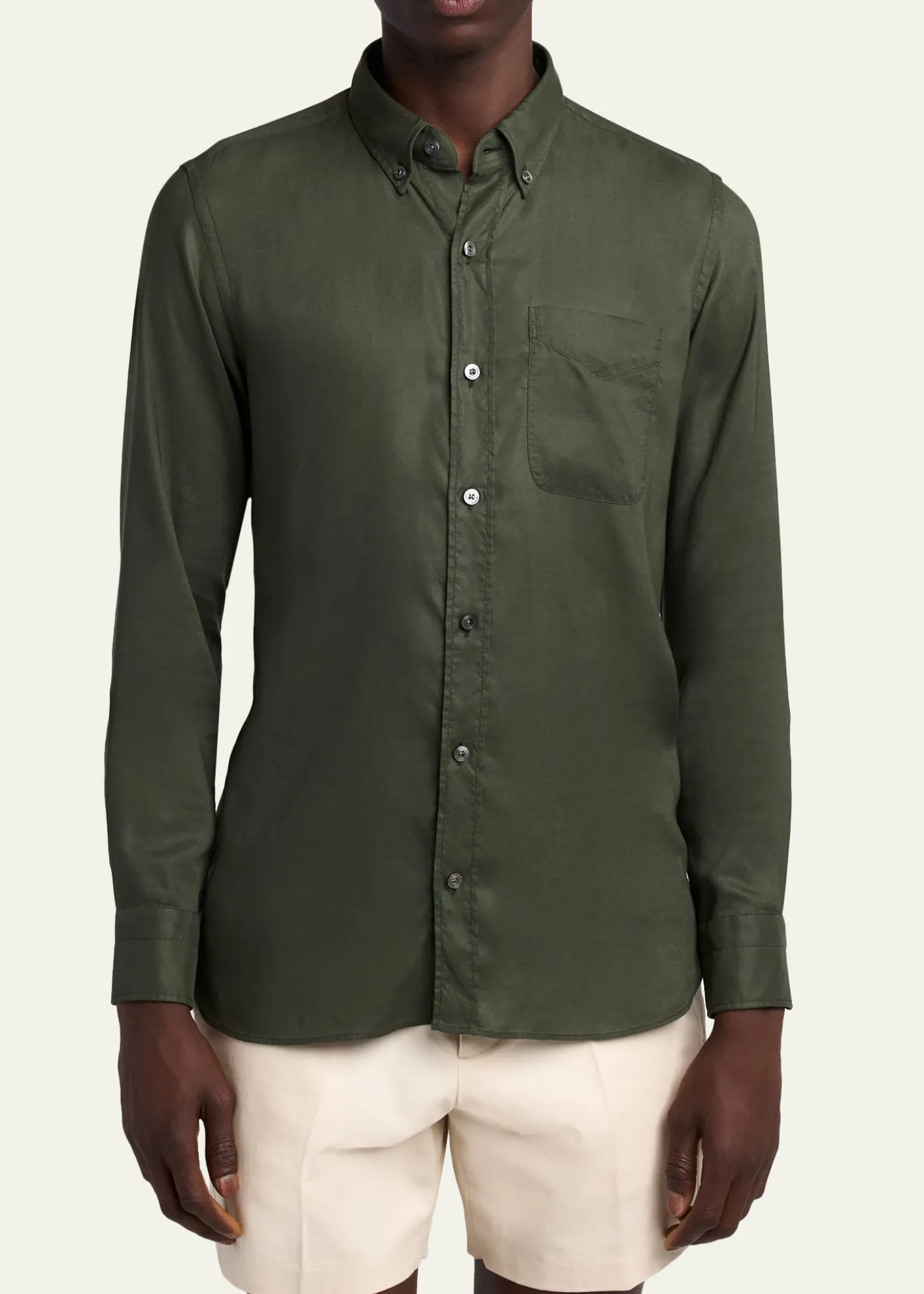 TOM FORDMen's Slim-Fit Gabardine Button-Down Shirt