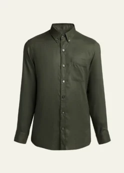 TOM FORDMen's Slim-Fit Gabardine Button-Down Shirt