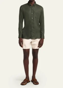 TOM FORDMen's Slim-Fit Gabardine Button-Down Shirt