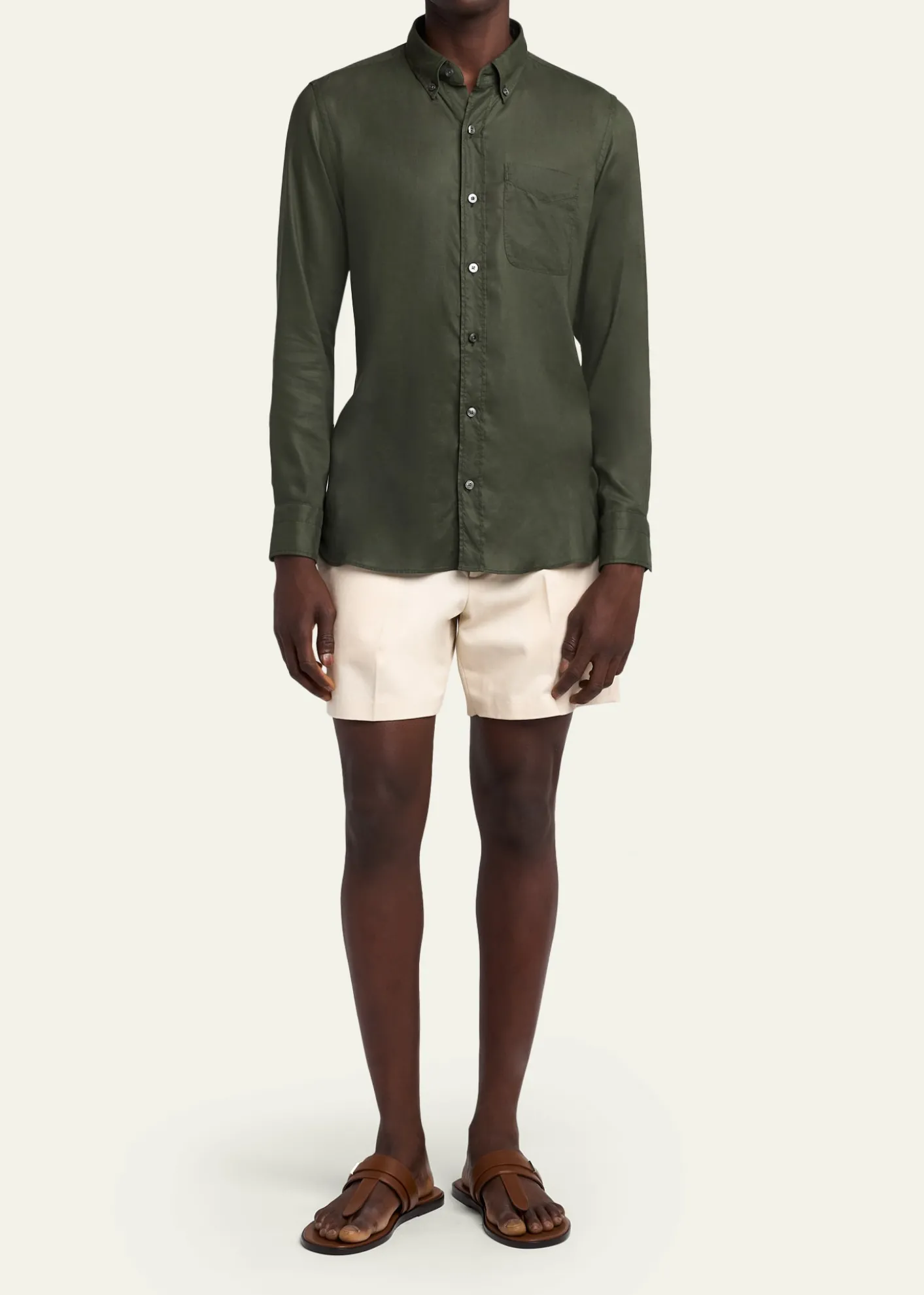 TOM FORDMen's Slim-Fit Gabardine Button-Down Shirt