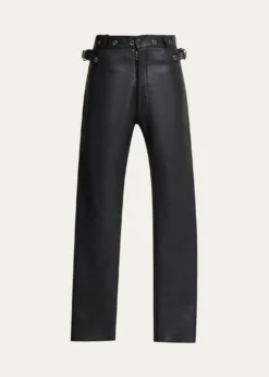 TOM FORDMen's Slim Fit Grained Leather Biker Pants