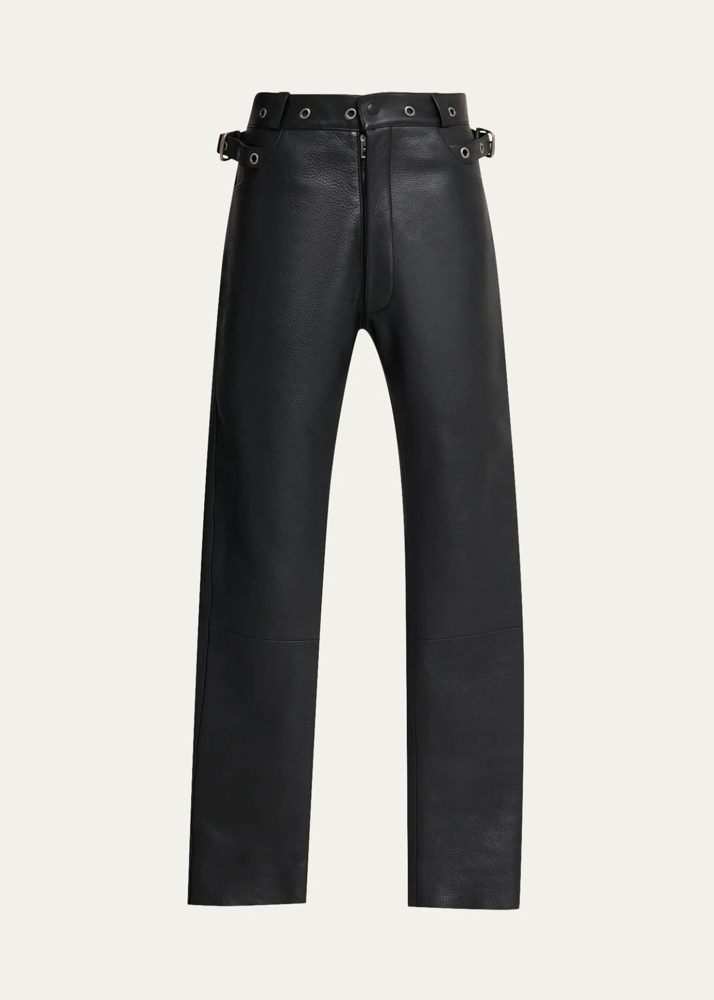 TOM FORDMen's Slim Fit Grained Leather Biker Pants