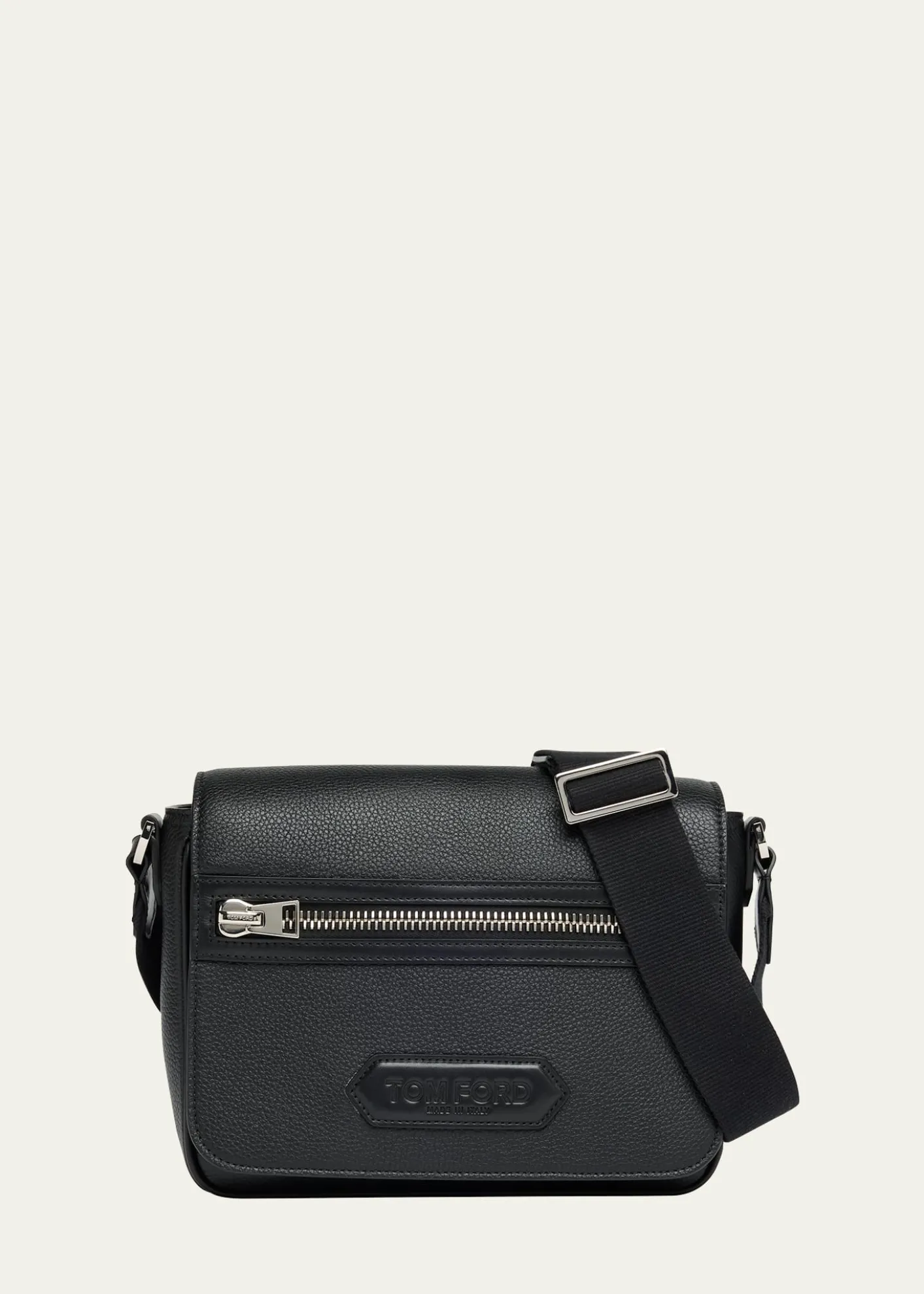 TOM FORDMen's Soft Grain Leather Flap Messenger Bag