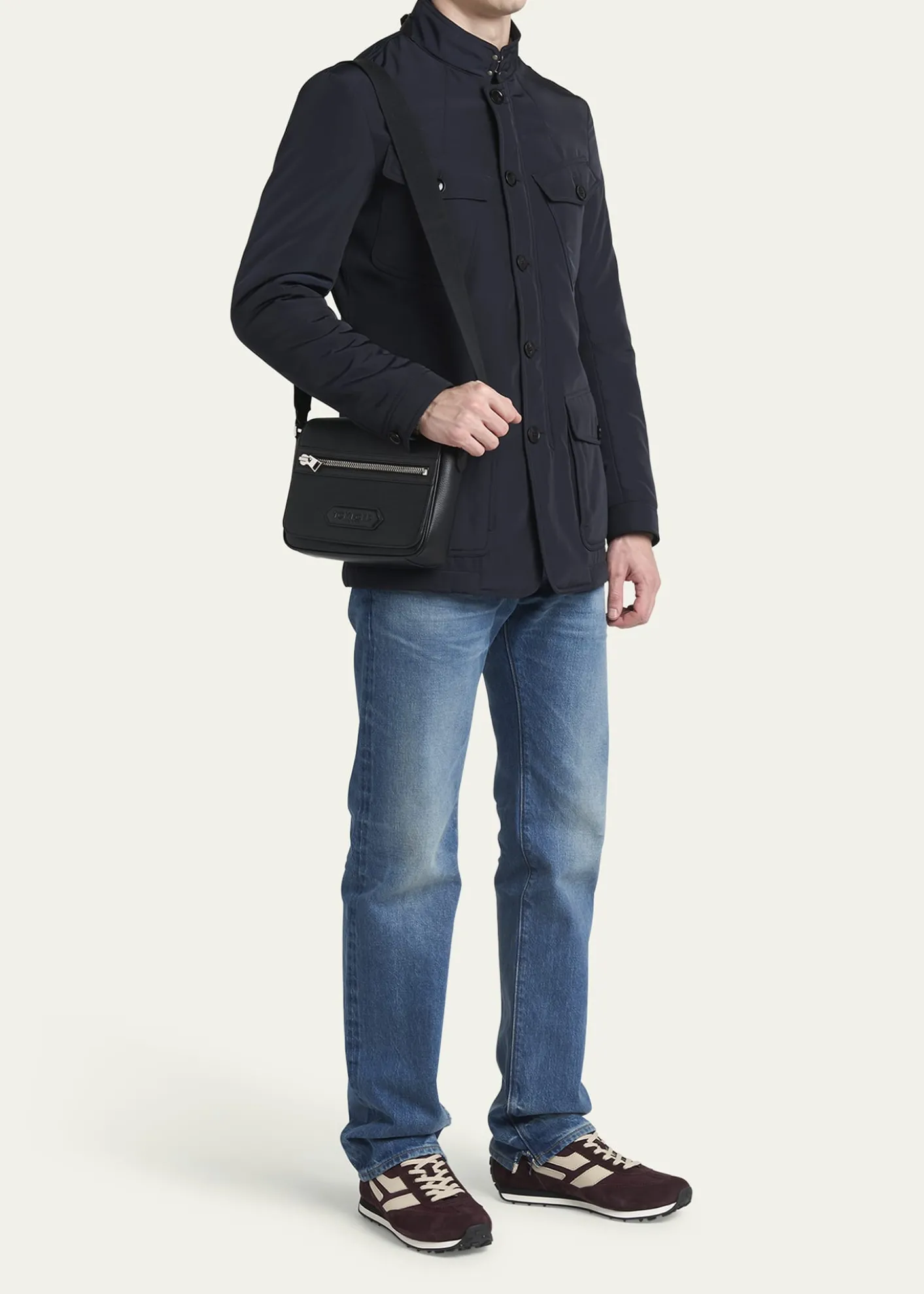 TOM FORDMen's Soft Grain Leather Flap Messenger Bag