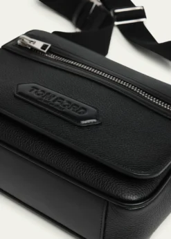 TOM FORDMen's Soft Grain Leather Flap Messenger Bag