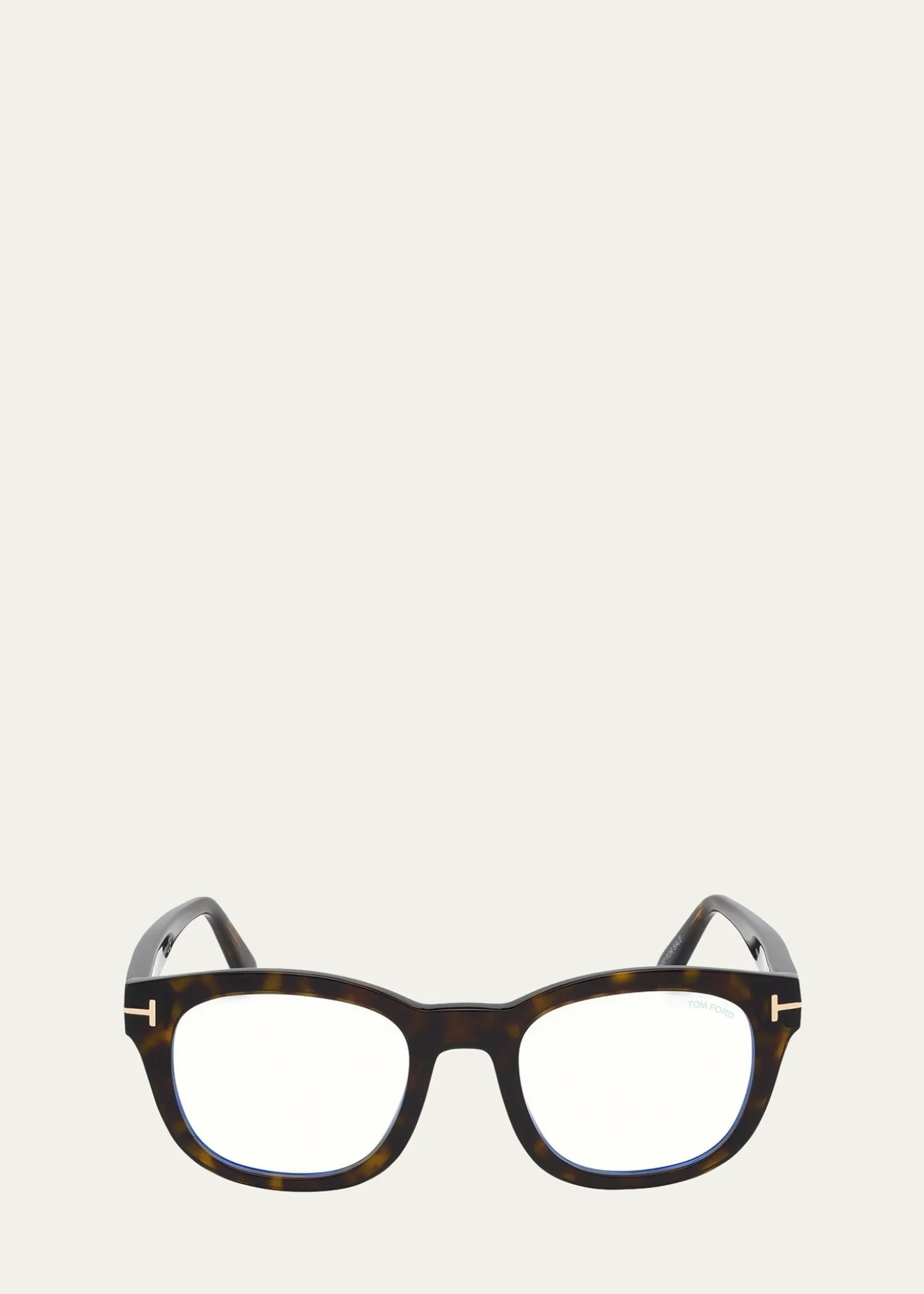 TOM FORDMen's Square Havana Acetate Optical Glasses