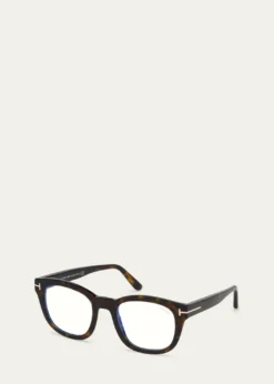 TOM FORDMen's Square Havana Acetate Optical Glasses