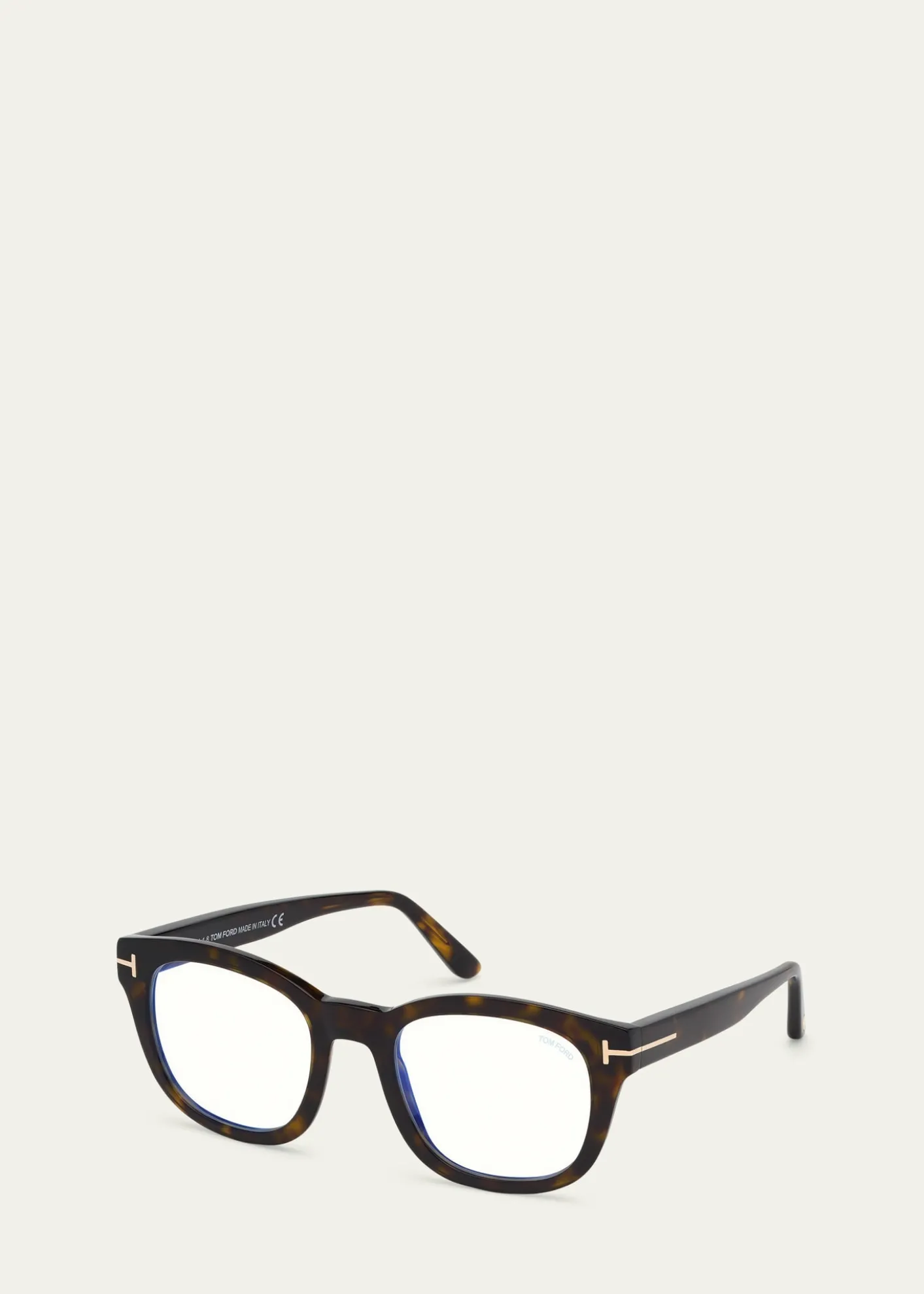 TOM FORDMen's Square Havana Acetate Optical Glasses