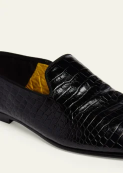 TOM FORDMen's Steven Croc-Effect Leather Slipper Loafers