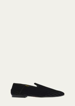TOM FORDMen's Striped Velvet Loafers