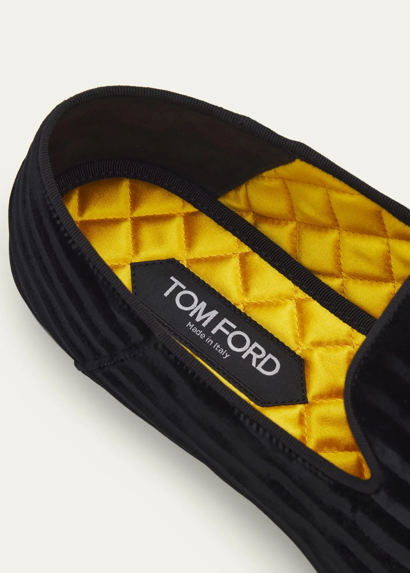 TOM FORDMen's Striped Velvet Loafers