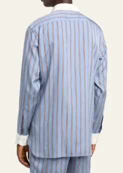 TOM FORDMen's Stripe Silk Contrast-Trim Sport Shirt