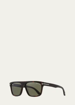TOM FORDMen's Thick Square Acetate Sunglasses