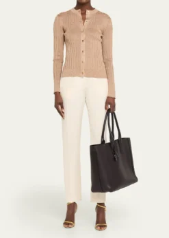 TOM FORDMen's T-Line Grained Leather East-West Tote Bag
