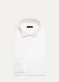 TOM FORDMen's Wingtip Plisse Formal Shirt
