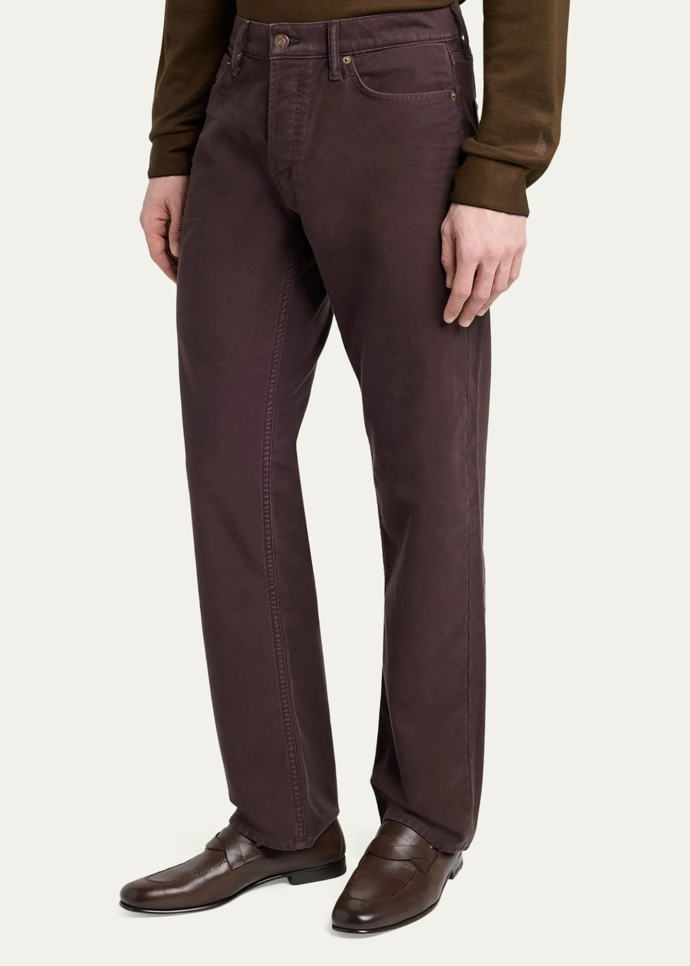 TOM FORDMen's Wool Straight Leg Five-Pocket Pants