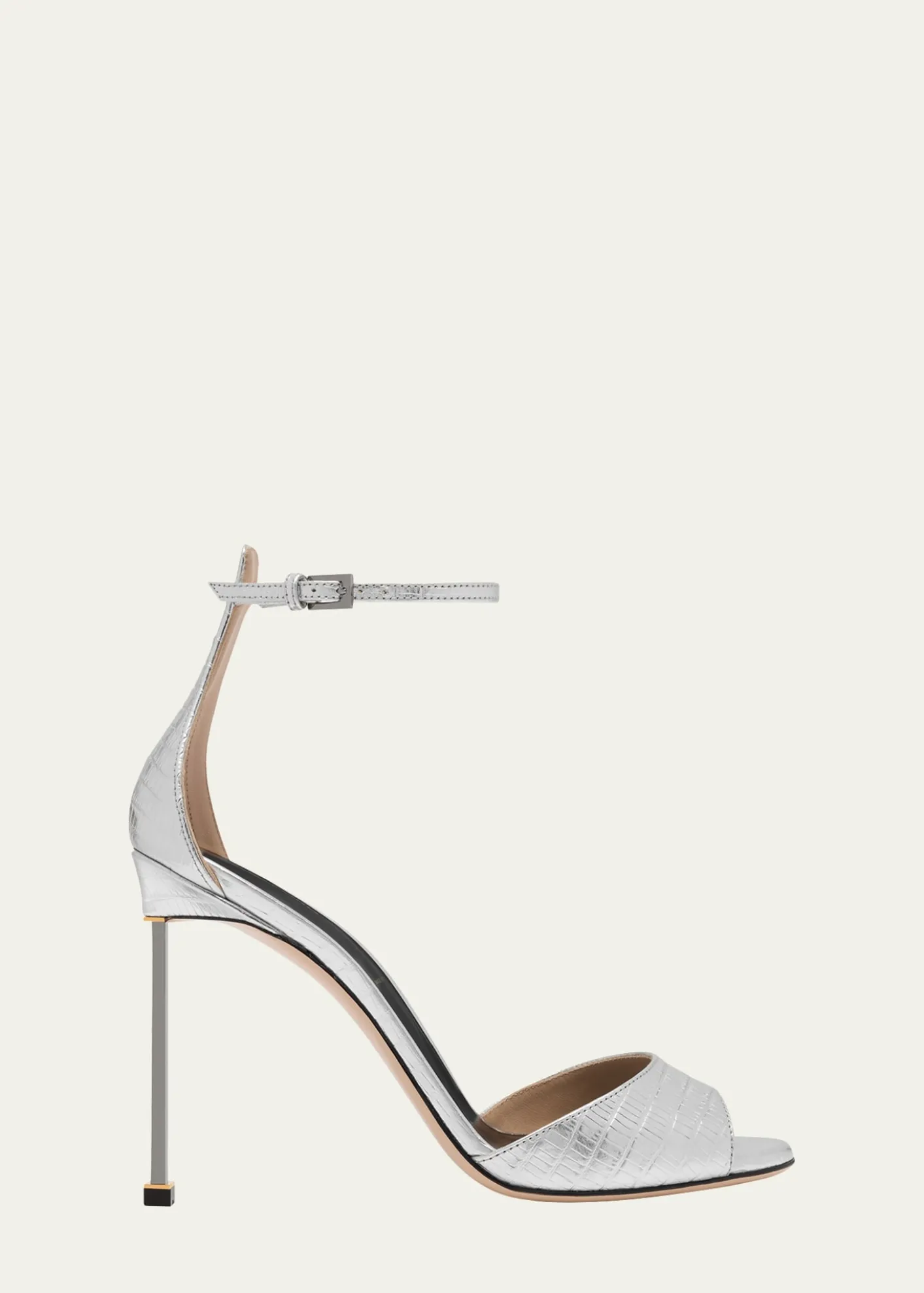 TOM FORD105mm Embossed Metallic Leather Ankle-Strap Sandals
