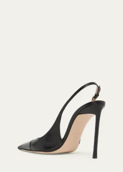 TOM FORD85mm Shiny Kid Leather Slingback Pumps