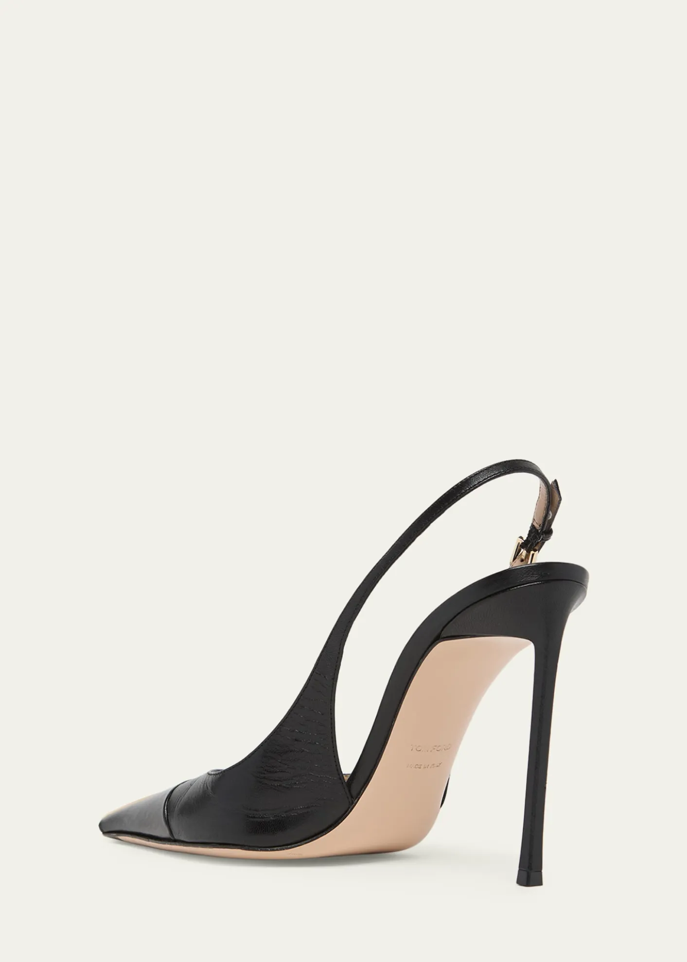 TOM FORD85mm Shiny Kid Leather Slingback Pumps