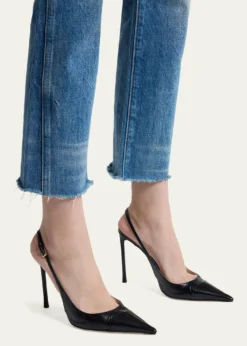 TOM FORD85mm Shiny Kid Leather Slingback Pumps