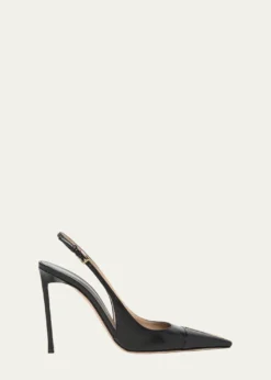 TOM FORD85mm Shiny Kid Leather Slingback Pumps
