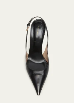 TOM FORD85mm Shiny Kid Leather Slingback Pumps