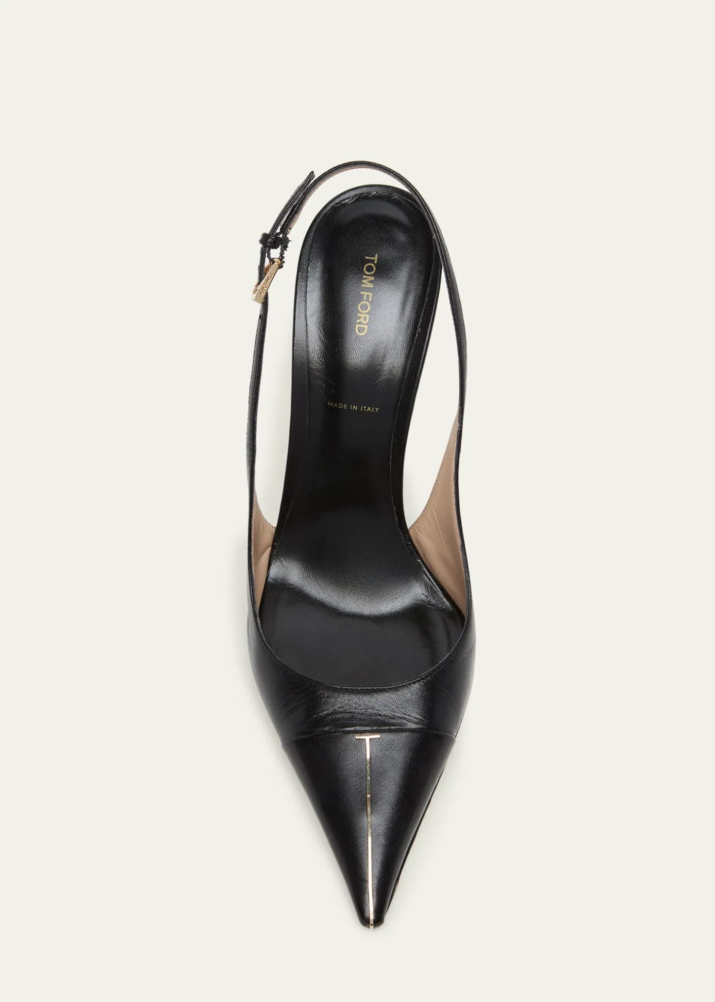 TOM FORD85mm Shiny Kid Leather Slingback Pumps