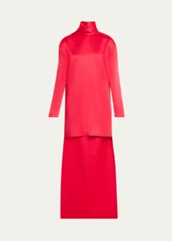 TOM FORDMock-Neck Scarf Crepe High-Low Dress