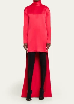 TOM FORDMock-Neck Scarf Crepe High-Low Dress
