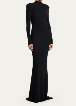 TOM FORDMock-Neck Strong-Shoulder Cutout Gown